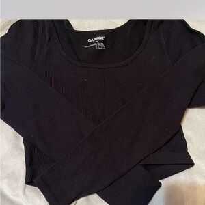 Garage Black Ribbed Crop Top